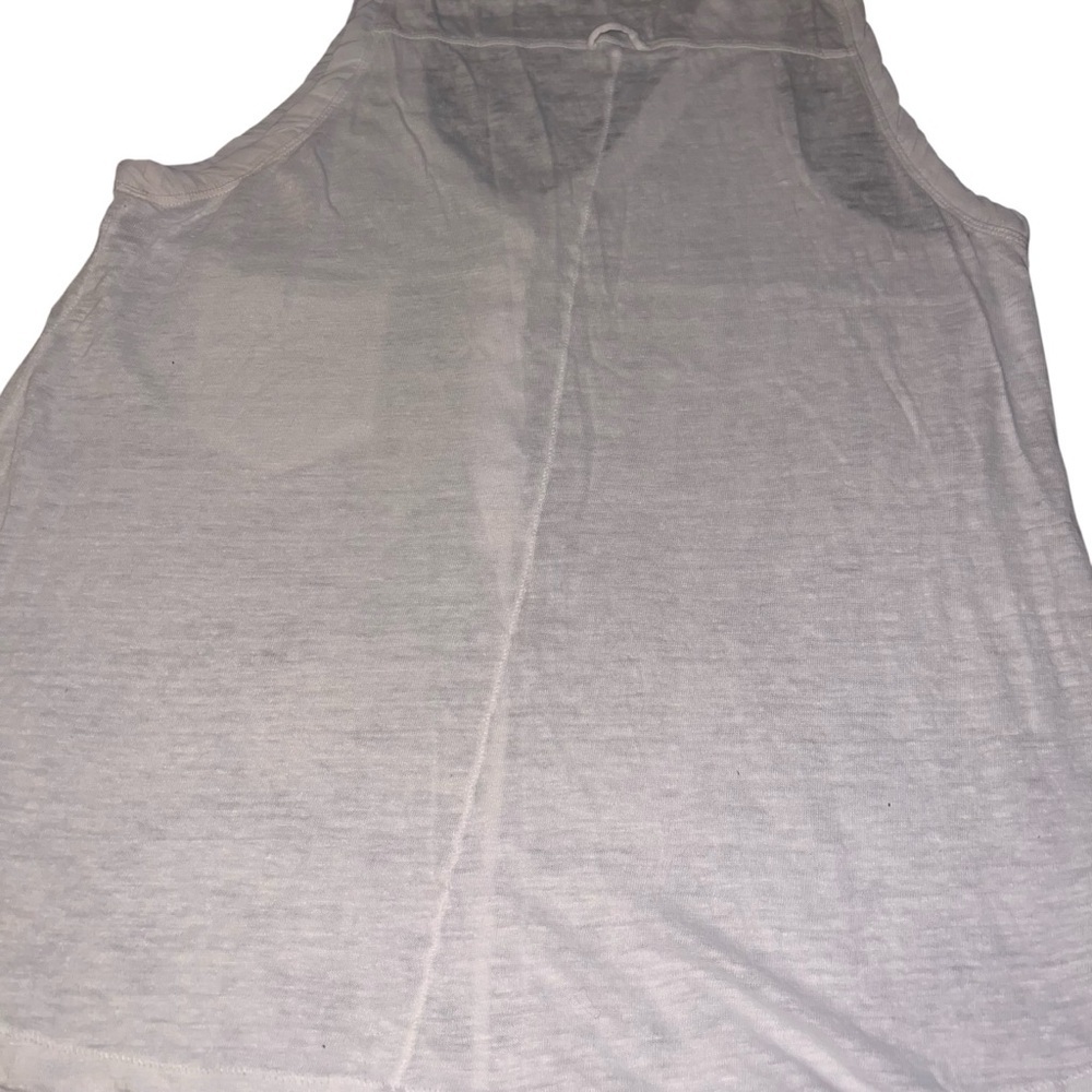 EUC Free People White Linen Cotton Sleeveless Henley Tank Top Small - Picture 4 of 8